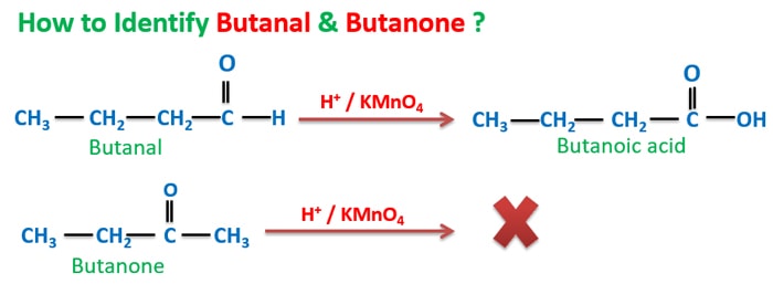 identify butanone and butanal